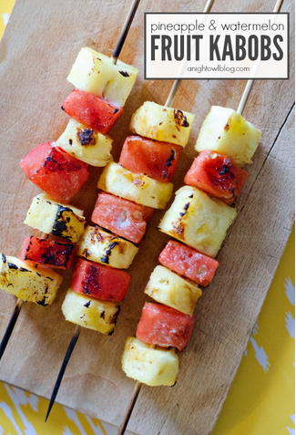 Grilled Pineapple and Watermelon Fruit Kabobs